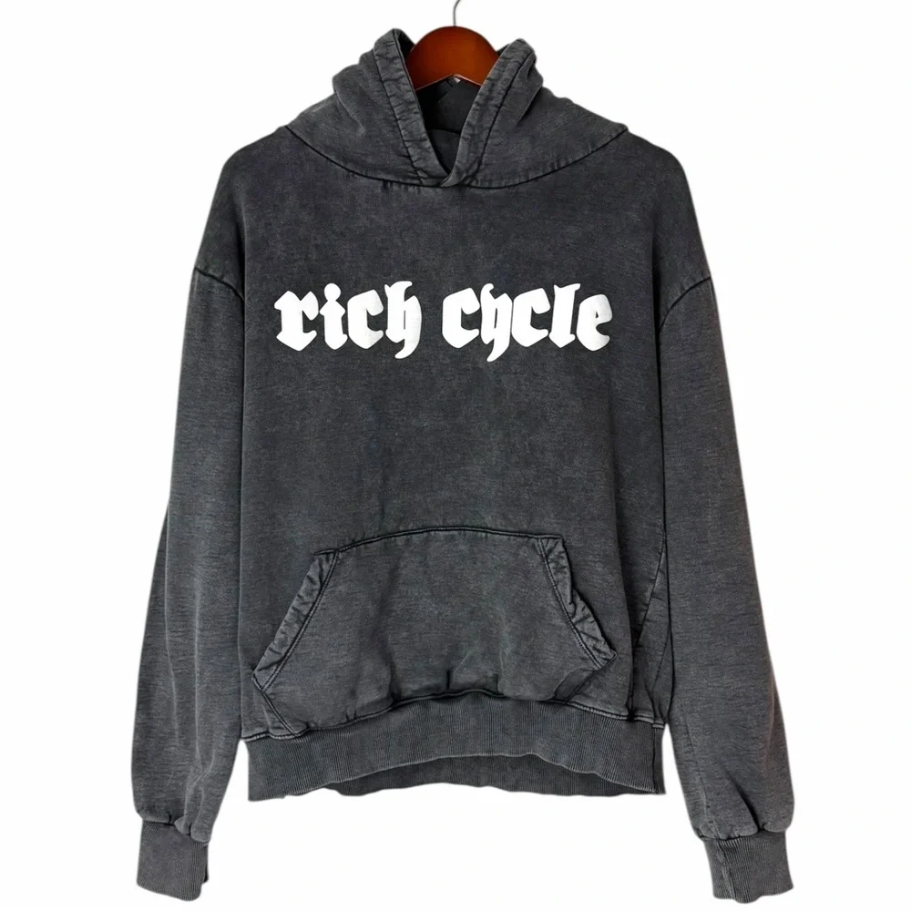 NWOT Rich Cycle Vintage Black Grey Hoodie Mens Medium